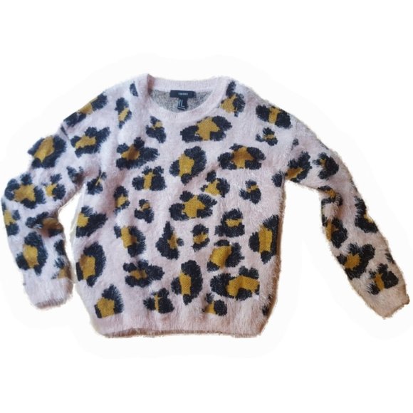 Pink Leopard print long sleeve pullover sweater for women super soft loose fit - Picture 1 of 4